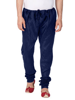 Vastramay - Men Navy Blue Cotton Silk Pyjama
