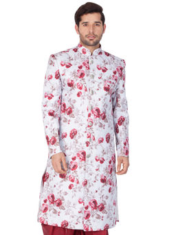 Vastramay - Men Multicolour Cotton Blend Sherwani Only Top