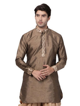 Vastramay - Men Bronze Cotton Silk Kurta