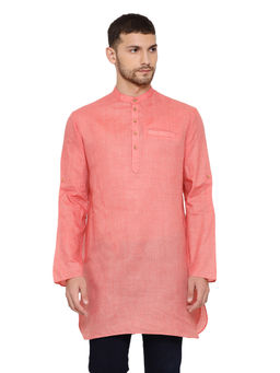 Vastramay - Mens Pink Cotton Blend Short Kurta