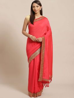 Sareemall - Pink Solid Saree Unstitched Blouse