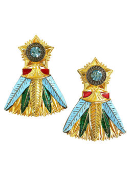 Valliyan - Blue Leaf Studded Allure Earrings