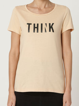 VERO MODA - Brown Printed T-Shirt
