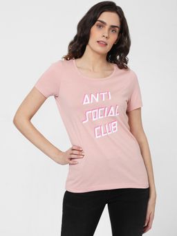 VERO MODA - Pink Regular Printed T-Shirt