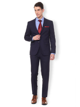 Van Heusen - Navy Blue Solid Two Piece Suit