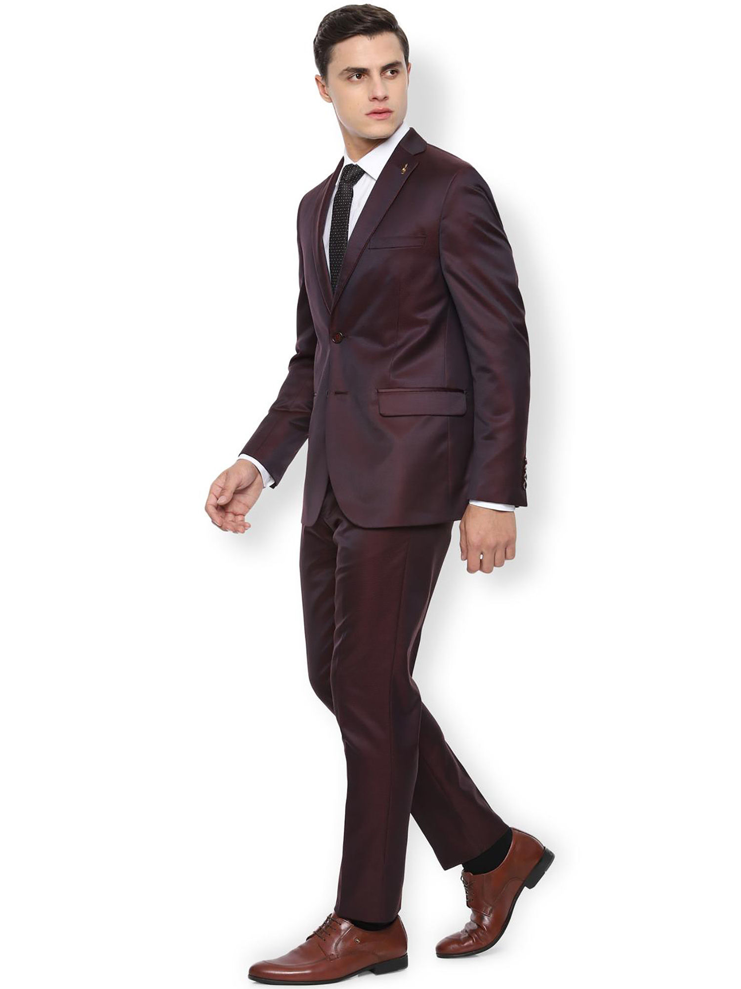 Van Heusen Maroon Solid Two Piece Suit 