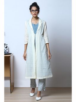 Biba - Cream Cotton Jacket with Kurta (Set of 2)