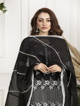Mulmul - Chanderi Black Gota Dupatta