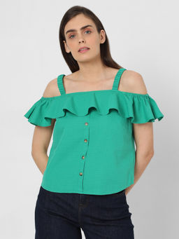 VERO MODA - Green Solid Top