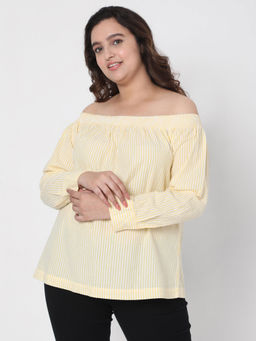 VERO MODA - Curve Pale Yellow Stripes Tops