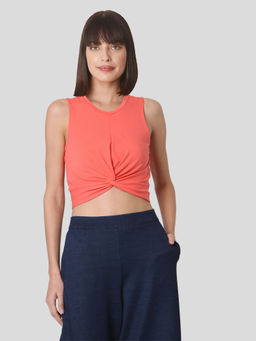 VERO MODA - Orange Crop Top With Twist Detail