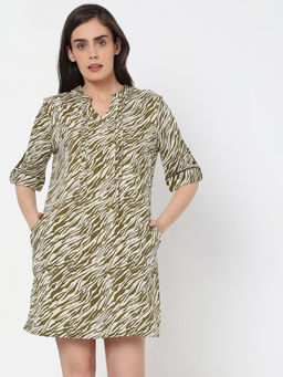 VERO MODA - Green Shift Printed Dresses