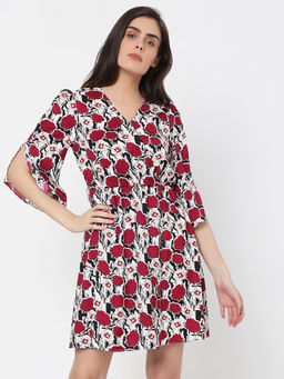VERO MODA - White Flared Printed Dresses