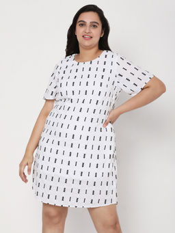 VERO MODA - Curve White Shift Printed Dresses