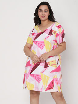 VERO MODA - Curve Beige Shift Printed Dresses