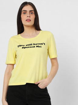 VERO MODA - Yellow Regular Printed T-shirt
