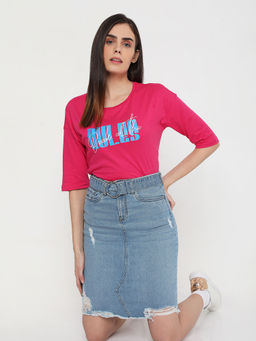 VERO MODA - Fuchsia Regular Printed T-shirt