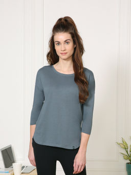Van Heusen Woman Lingerie and Athleisure - Van Heusen Women Round Neck & 3/4th Sleeve Lounge T-Shirt - Graphite