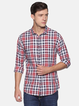 SHOWOFF - Men's Cotton Casual Multi-Colour Checks Slim Fit Shirt