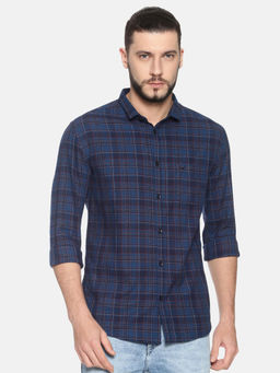 SHOWOFF - Cotton Blue Checks Casual Slim Fit Shirt