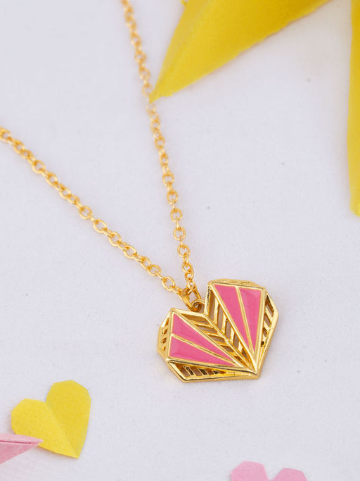 Voylla Pink Mi Amore Enameled Filigree Heart Pendant