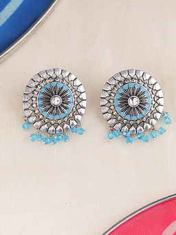Voylla - Blue Gwalior Dome Stud Earrings
