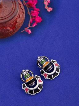 Voylla - Kalbelia Enameled Chandbali Earrings