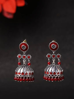Voylla - Rangabati Maroon Embellishments Earrings