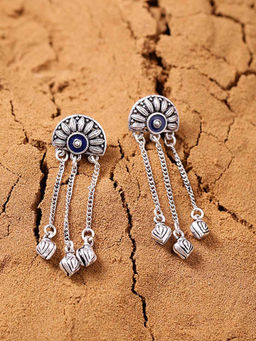 Voylla - Mandala Half Moon Tassels Earrings