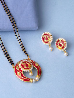 Voylla - Peacock Motif Peal Adorned Mangalsutra Set