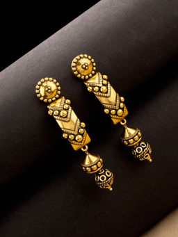 Voylla - Rava Ball Long Oxidized Earrings