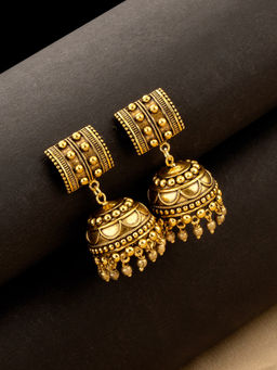 Voylla - Rava Ball Oxidized Jhumka Style Earrings