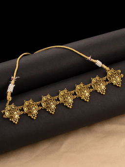 Voylla - Rava Ball Oxidized Gold Plated Choker Necklace