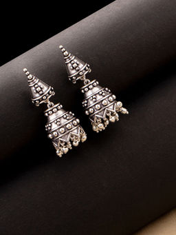 Voylla - Rava Ball Oxidized Gungroo Drop Jhumka Earrings
