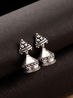Voylla - Rava Ball Tomb Motif Silver Oxidized Plated Earrings
