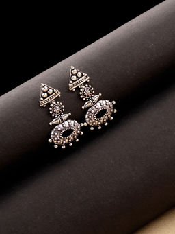 Voylla - Rava Ball Silver Oxidized Dangle Earrings