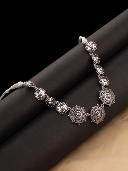 Voylla - Rava Ball Brass Silver Oxidized Statement Necklace