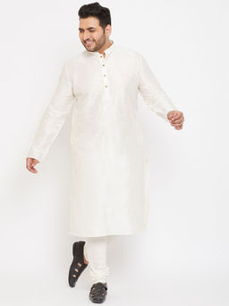 Vastramay - Men Cream Silk Blend Kurta Pyjama