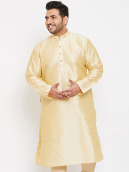 Vastramay - Men Gold Silk Blend Kurta