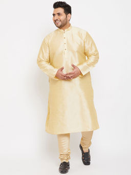 Vastramay - Men Gold Silk Blend Kurta Pyjama