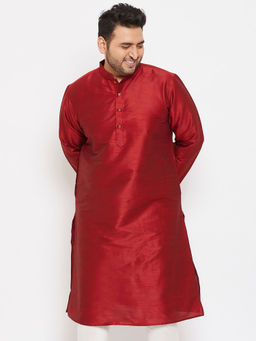 Vastramay - Men Maroon Silk Blend Kurta