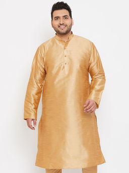 Vastramay - Men Rose Gold Silk Blend Kurta