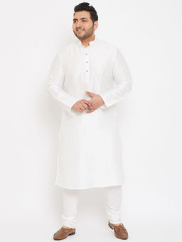 Vastramay - Men White Silk Blend Kurta Pyjama