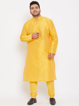 Vastramay - Men Yellow Silk Blend Kurta Pyjama