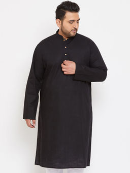 Vastramay - Men Black Cotton Blend Kurta
