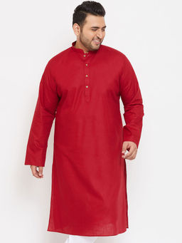 Vastramay - Men Maroon Cotton Blend Kurta
