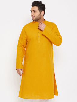 Vastramay - Men Mustard Cotton Blend Kurta