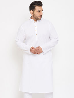 Vastramay - Men White Cotton Blend Kurta