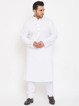 Vastramay - Men White Cotton Blend Kurta Pyjama