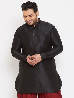 Vastramay - Men Black Silk Blend Kurta